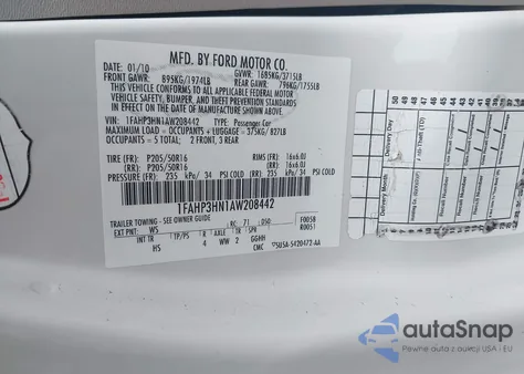 2010 Ford Focus Sel z USA, uszkodzony, nr VIN 1FAHP3HN1AW208442